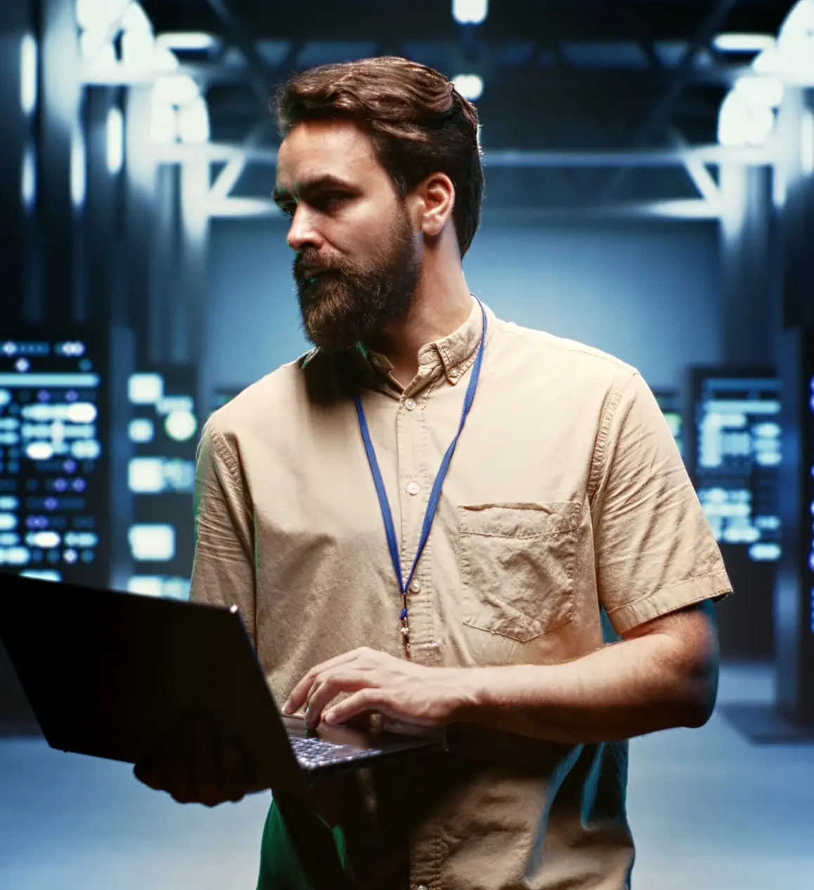 OptiFi engineer in data center